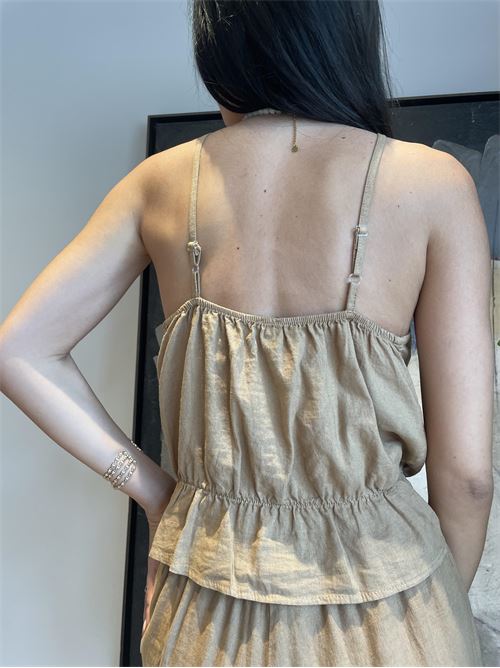 Top con scollo americana in lino DIECI MINUTI | 118042